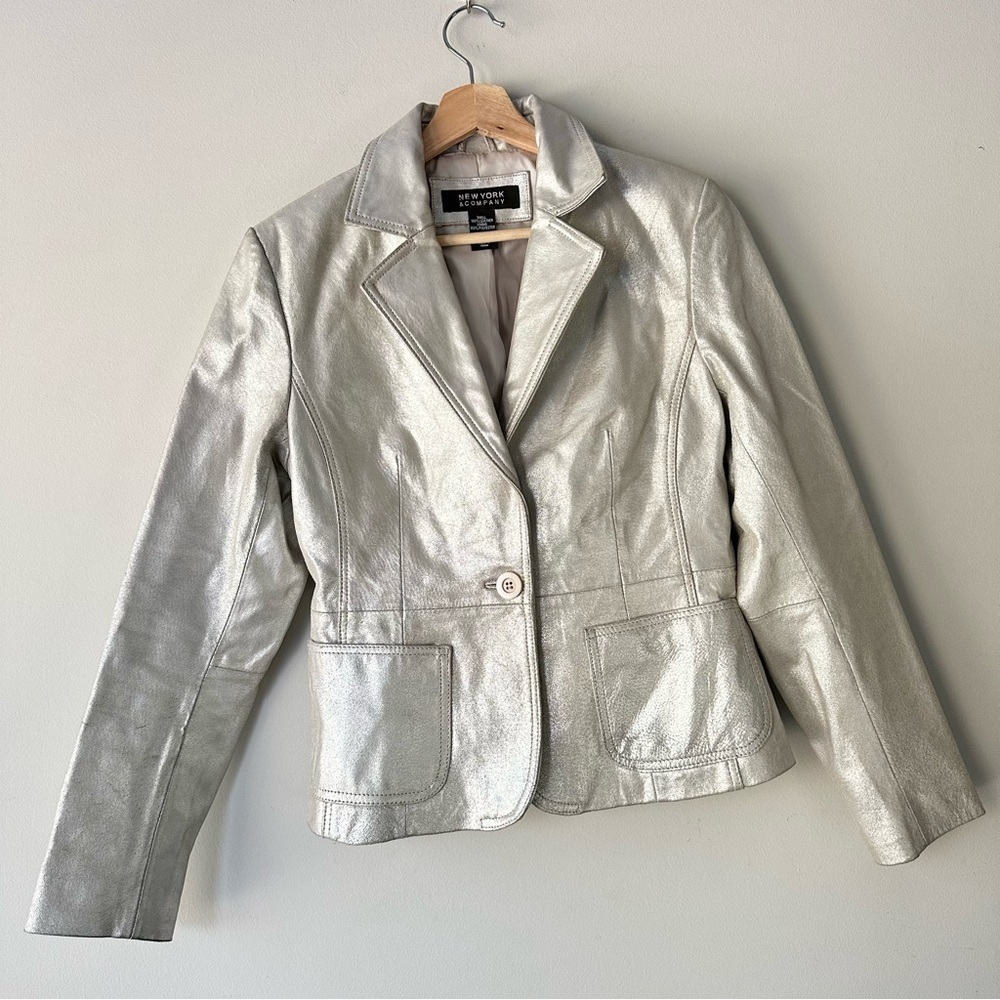 New York & Company Leather Suit Jacket